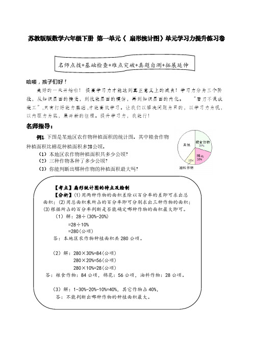 苏教版版数学六年级下册 第一单元《 扇形统计图》单元学习力提升练习卷【含答案】