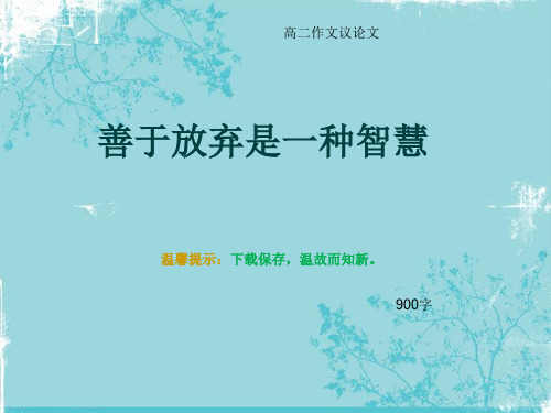 高二作文议论文《善于放弃是一种智慧》900字