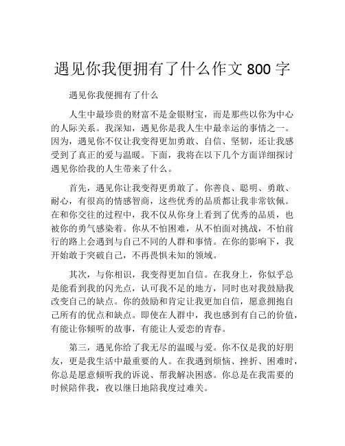 遇见你我便拥有了什么作文800字