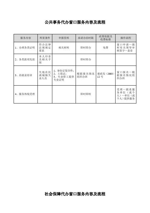 公共事务代办窗口服务内容及流程