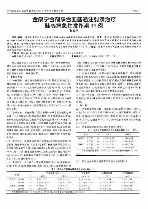 金康宁合剂联合血塞通注射液治疗肺心病急性发作期48例