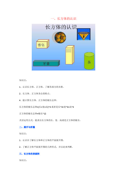 【强烈推荐】五年级长方体知识点归纳