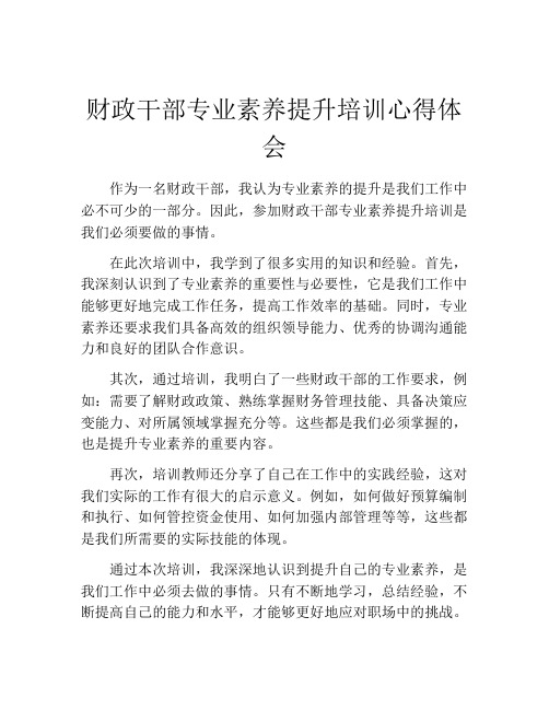 财政干部专业素养提升培训心得体会