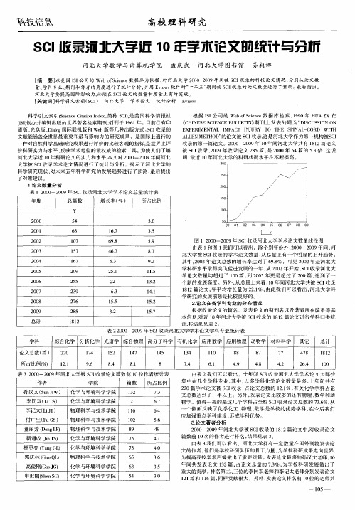 SCI收录河北大学近10年学术论文的统计与分析