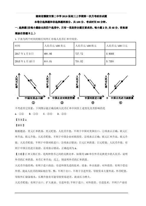 湖南省醴陵市第二中学2019届高三上学期第一次月考政治试题 含解析