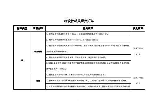 各个规范整合柱子配筋