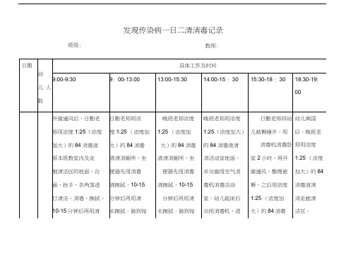 传染病消毒记录表格