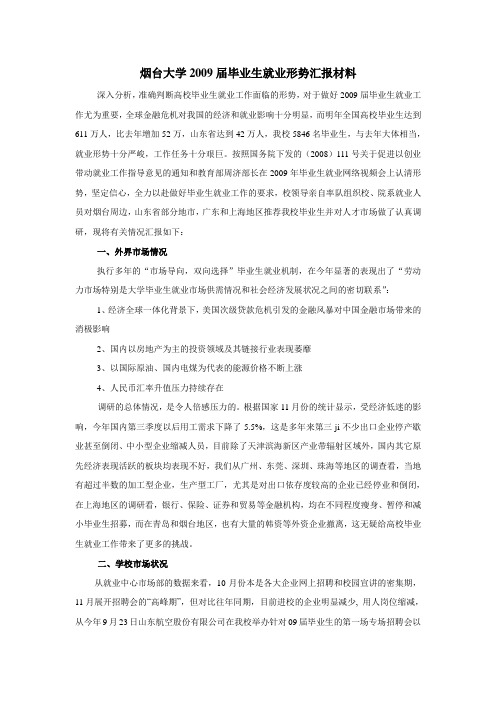 2009届毕业生就业形势汇报材料