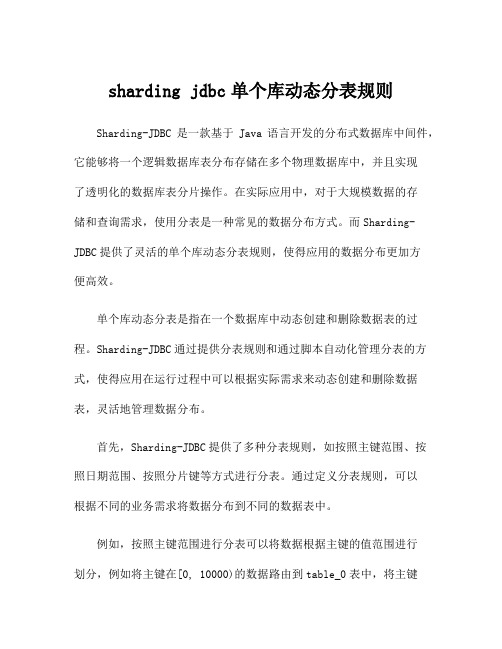 sharding jdbc单个库动态分表规则