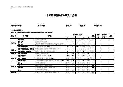 十五级评级指标体系及计分表