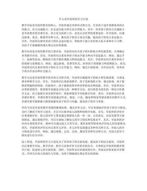 什么是学前班的学习计划