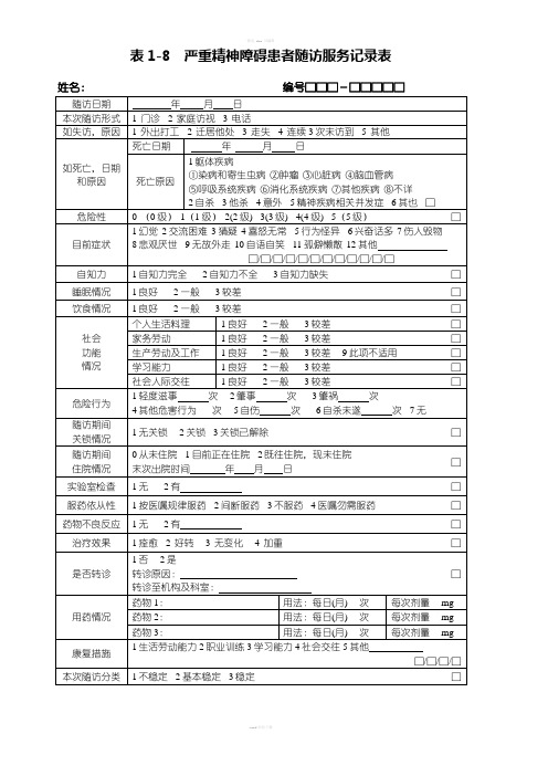 严重精神障碍患者随访服务记录表