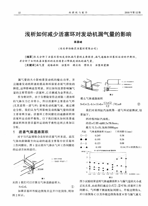 浅析如何减少活塞环对发动机漏气量的影响