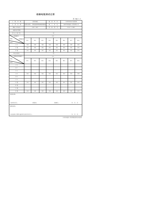 绝缘电阻测试记录