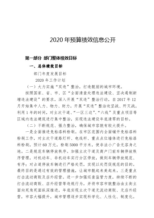 2020年预算绩效信息公开