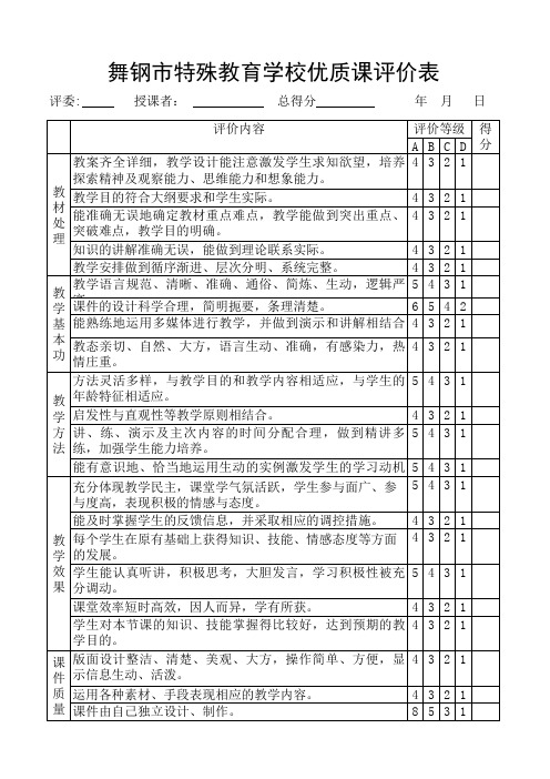 优质课评价表