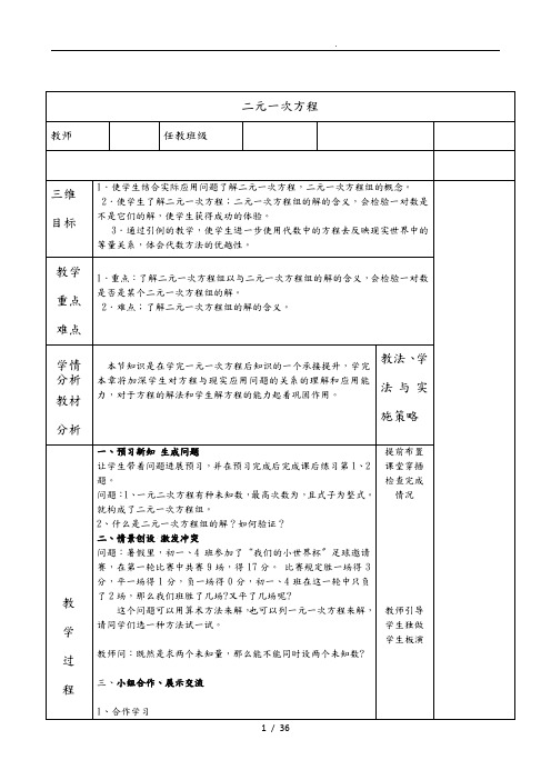 二元一次方程教(学)案