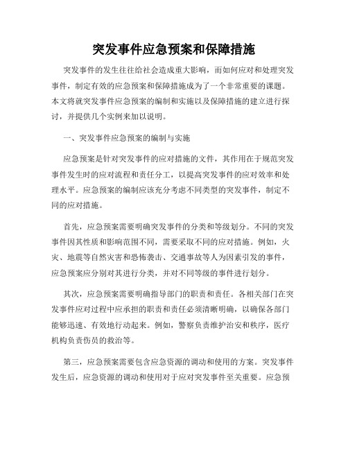 突发事件应急预案和保障措施