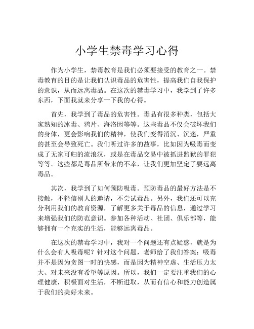 小学生禁毒学习心得