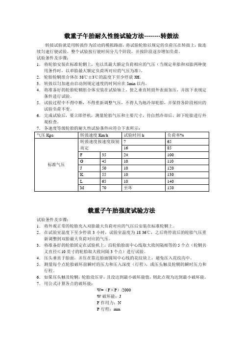 载重子午胎室内性能试验方法