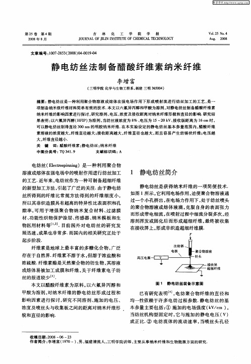 静电纺丝法制备醋酸纤维素纳米纤维