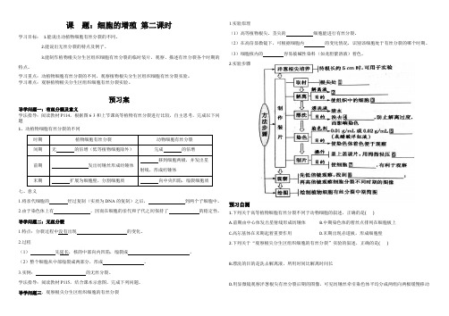 细胞的增殖第2课时导学案高一上学期生物人教版必修1