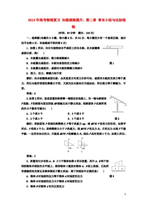 高考物理复习 知能演练提升 第二章 章末小结与达标检验