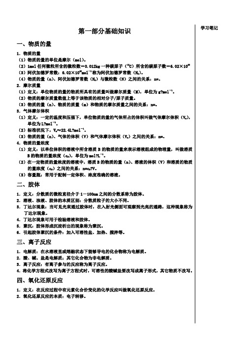 高中化学学业水平考试(会考)复习资料(详细版)