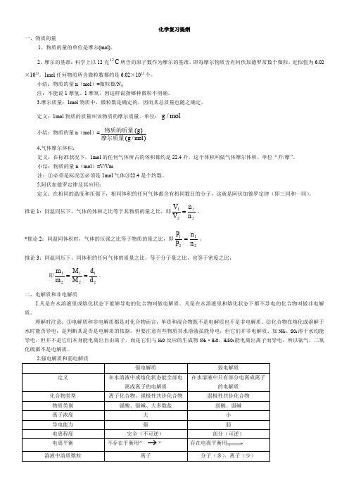 上海高考化学复习提纲