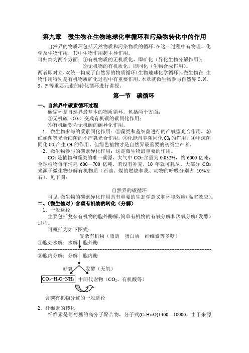 内蒙古大学环境微生物学讲义09微生物在生物地球化学循环和污染物转化中的作用