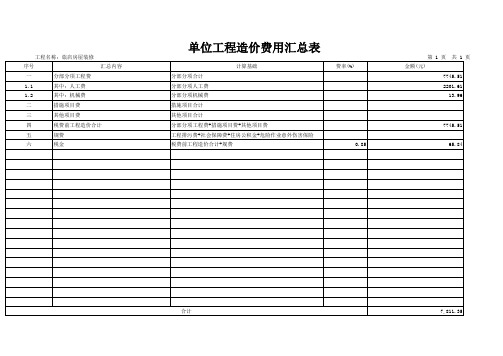 广联达费用汇总表样表