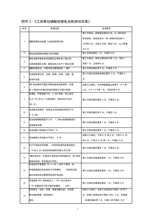 磷酸铁锂电池采购招投标技术要求