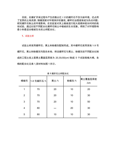 煤矸石制土对环境的影响试验研究