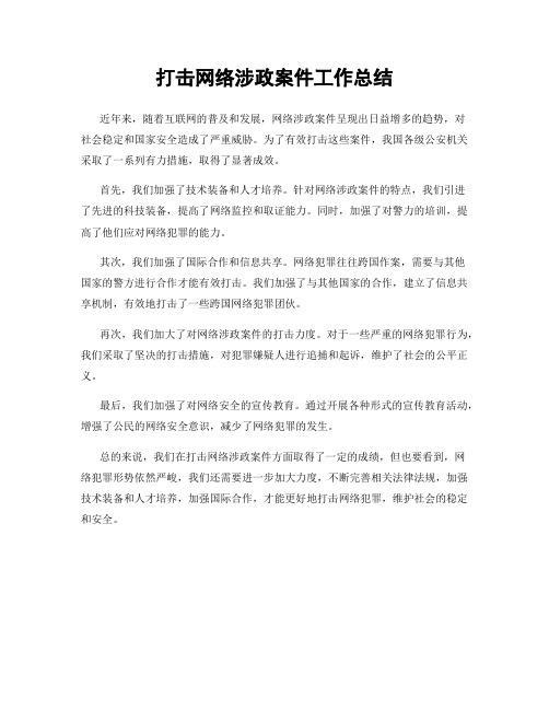 打击网络涉政案件工作总结