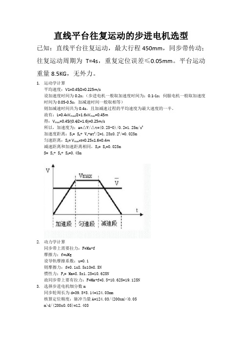 直线平台往复运动的步进电机选型