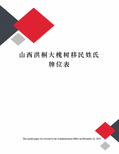 山西洪桐大槐树移民姓氏牌位表