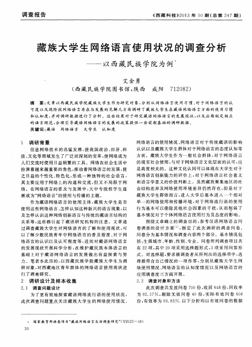 藏族大学生网络语言使用状况的调查分析——以西藏民族学院为例