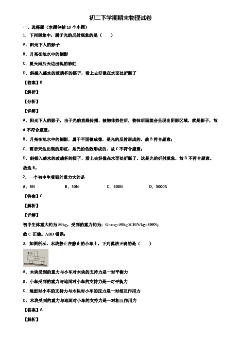 〖汇总3套试卷〗上海市奉贤区2020年八年级下学期期末复习能力测试物理试题