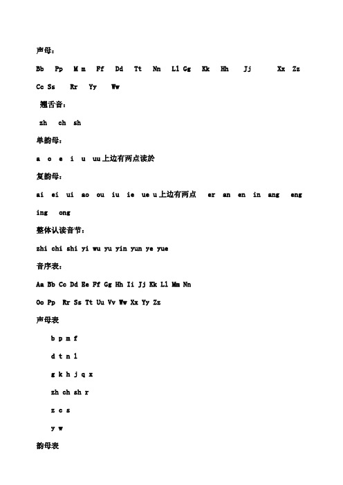 汉语拼音字母表可A打印