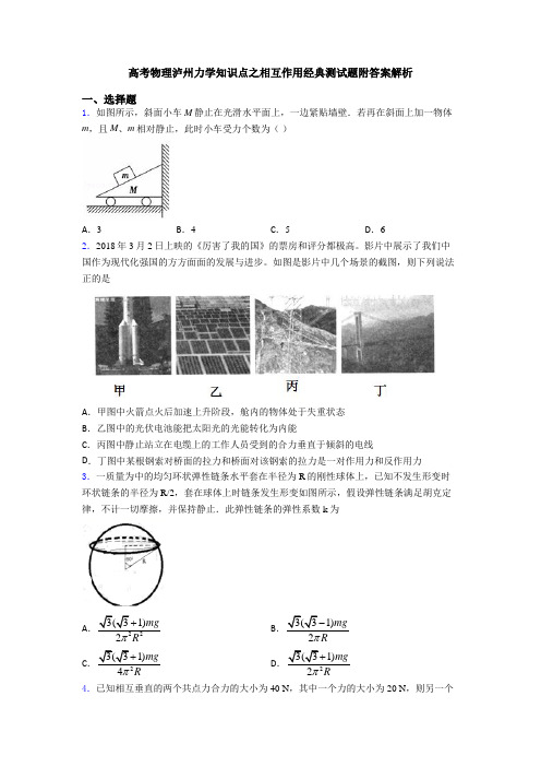 高考物理泸州力学知识点之相互作用经典测试题附答案解析