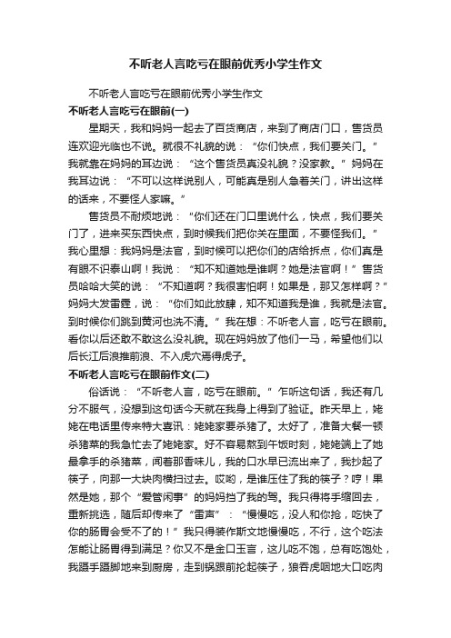 不听老人言吃亏在眼前优秀小学生作文