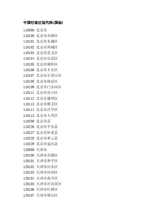 中国行政区划代码（国标）