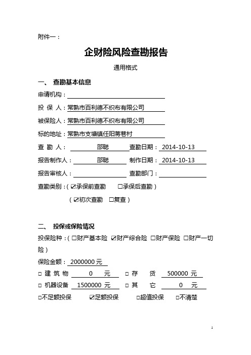 风险查斟报告