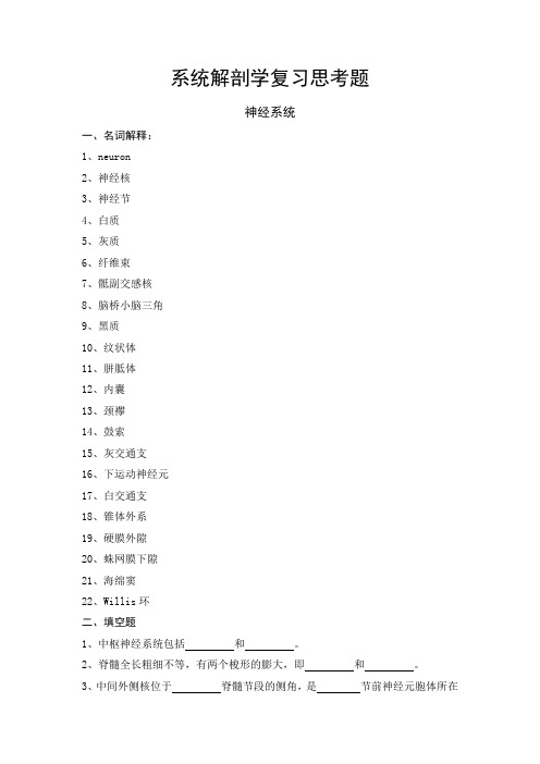 系统解剖学复习思考题神经系统