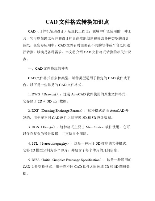 CAD文件格式转换知识点