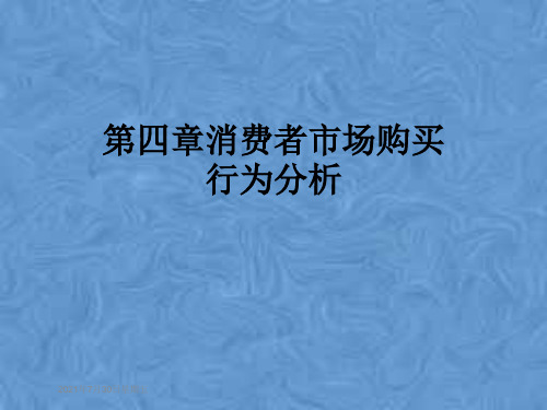 第四章消费者市场购买行为分析