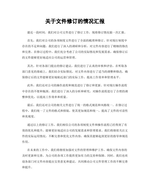 关于文件修订的情况汇报