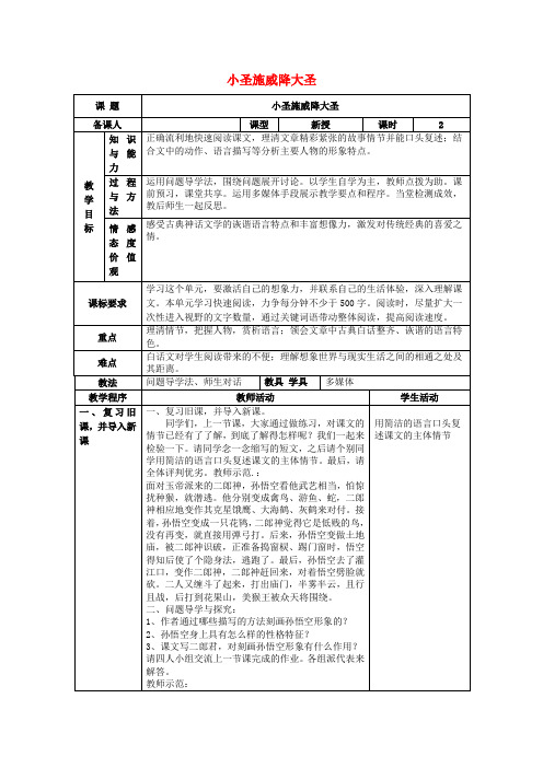 七年级语文上册 第六单元 26《小圣施威降大圣》教案(2)(新版)新人教版