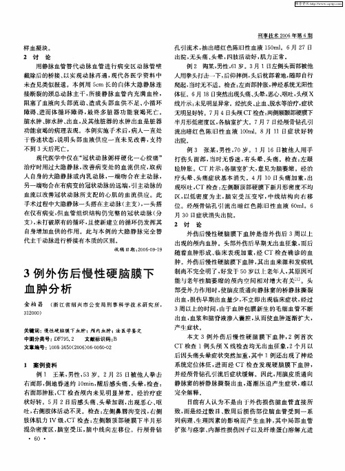 3例外伤后慢性硬脑膜下血肿分析
