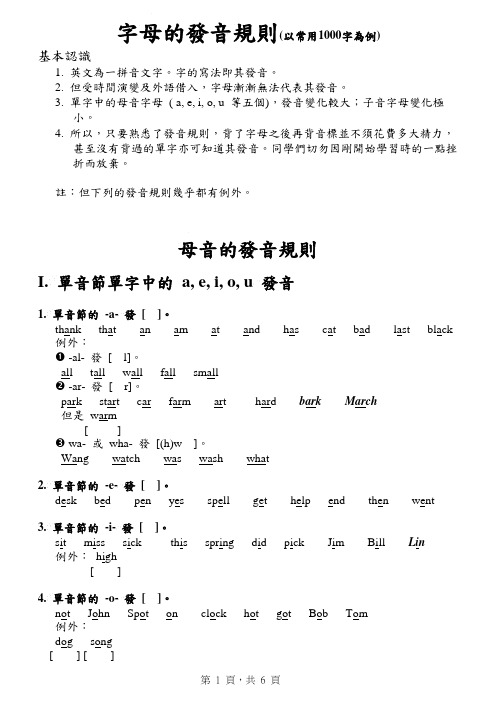 字母的发音规则(大全集版)